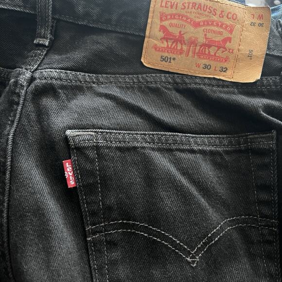 Levis 501 Jeans Men's 30 x 31 Dark Denim Wash Button Fly Straight Leg LOT/2 - Picture 3 of 16